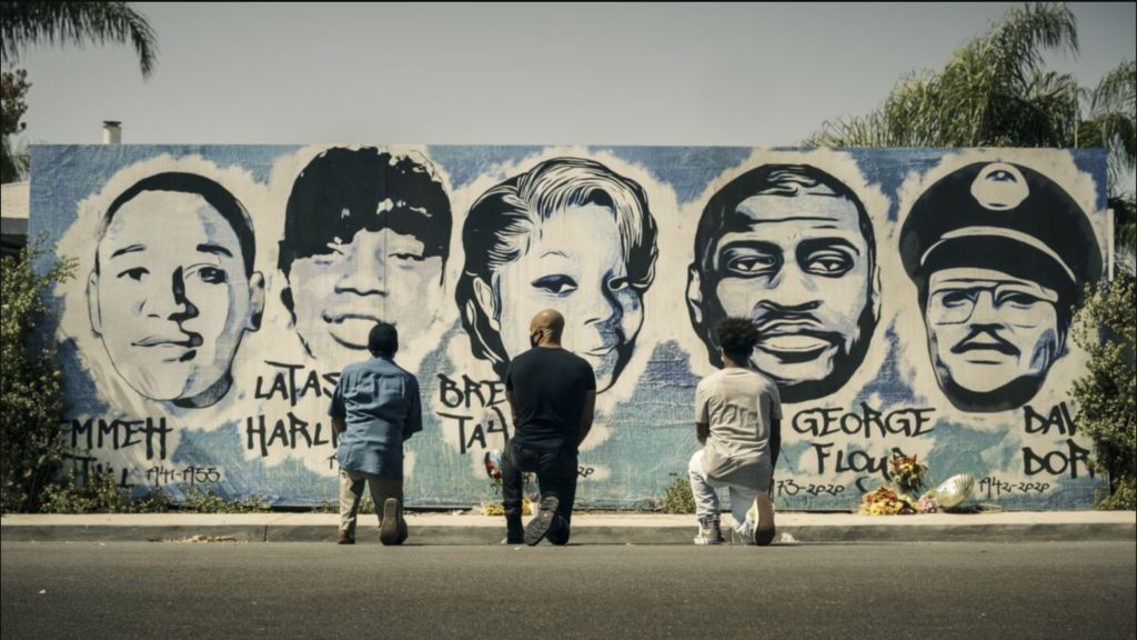 CBS S.W.A.T. Race Lies - kneeling George Floyd mural