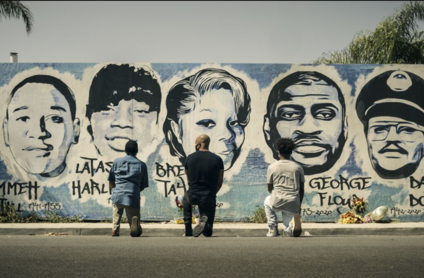 CBS S.W.A.T. Race Lies - kneeling George Floyd mural