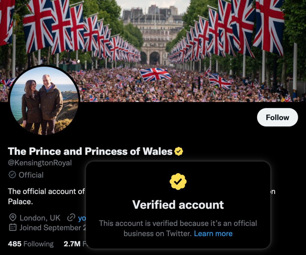 Twitter Verification is overrated Prince and Princess of Wales YELLOW