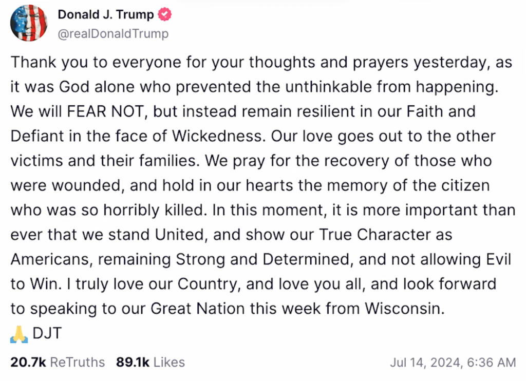 Trump responds after the shooting - Gabrielle Bourne Media