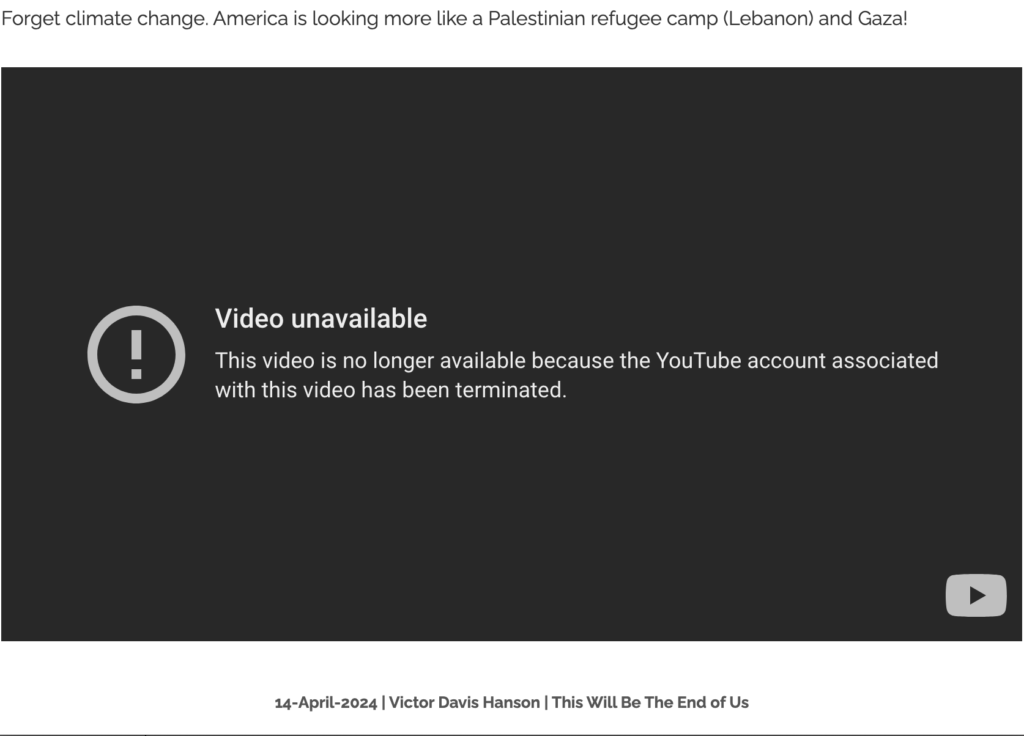 Integrity Matters - Victor Davis Hanson silenced by Youtube