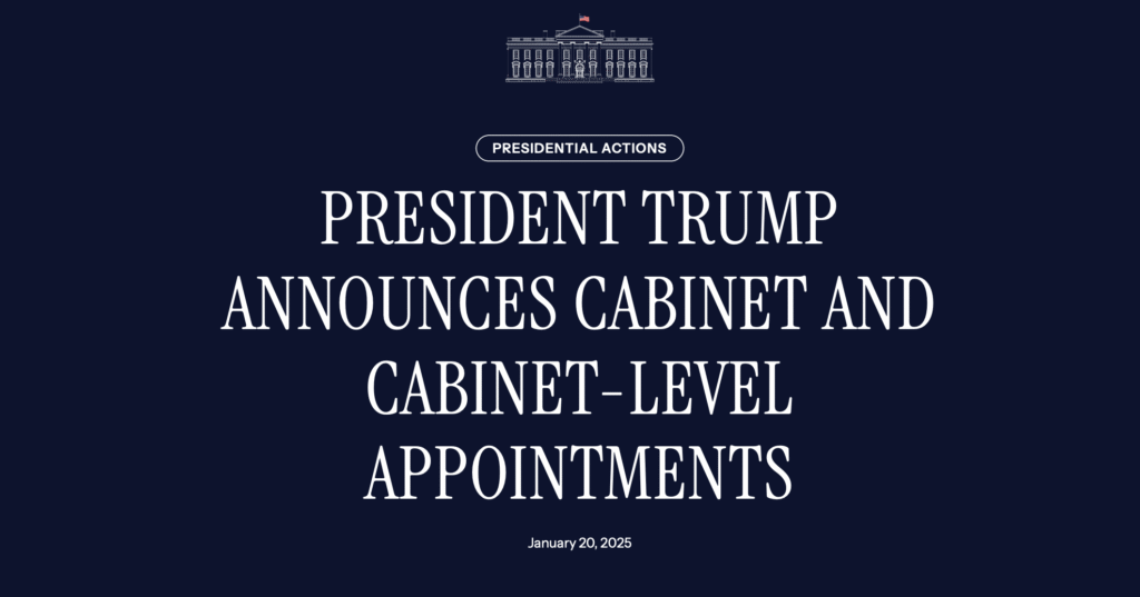 Trump Presidential Actions - Cabinet and Cabinet Level - Gabrielle Bourne Media