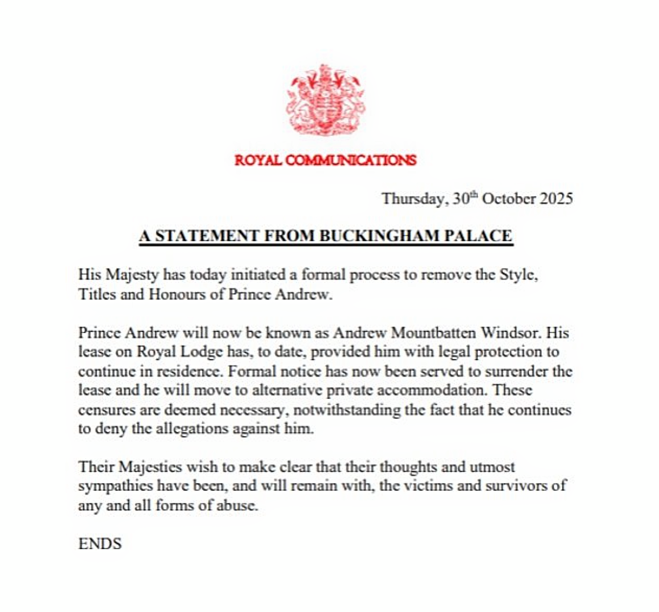 Royal Communications - Prince Andrew - Gabrielle Bourne Media
